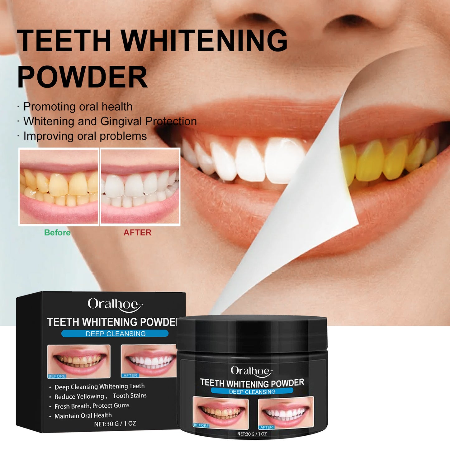Poudre Blanchissante Dentaire Premium – Révélez un Sourire Plus Blanc et Plus Lumineux fr