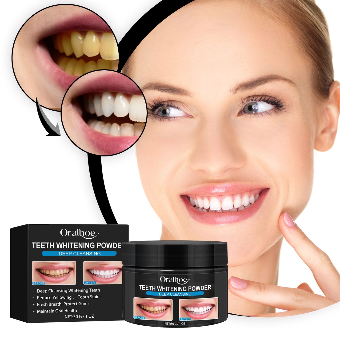 Poudre Blanchissante Dentaire Premium – Révélez un Sourire Plus Blanc et Plus Lumineux fr